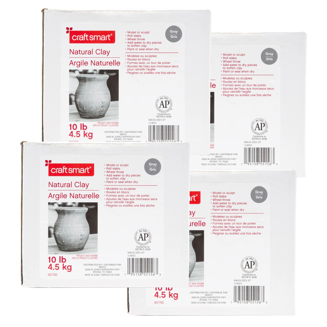 4 Pack: 10lb. (40lb. total) Natural Clay by Craft Smart®